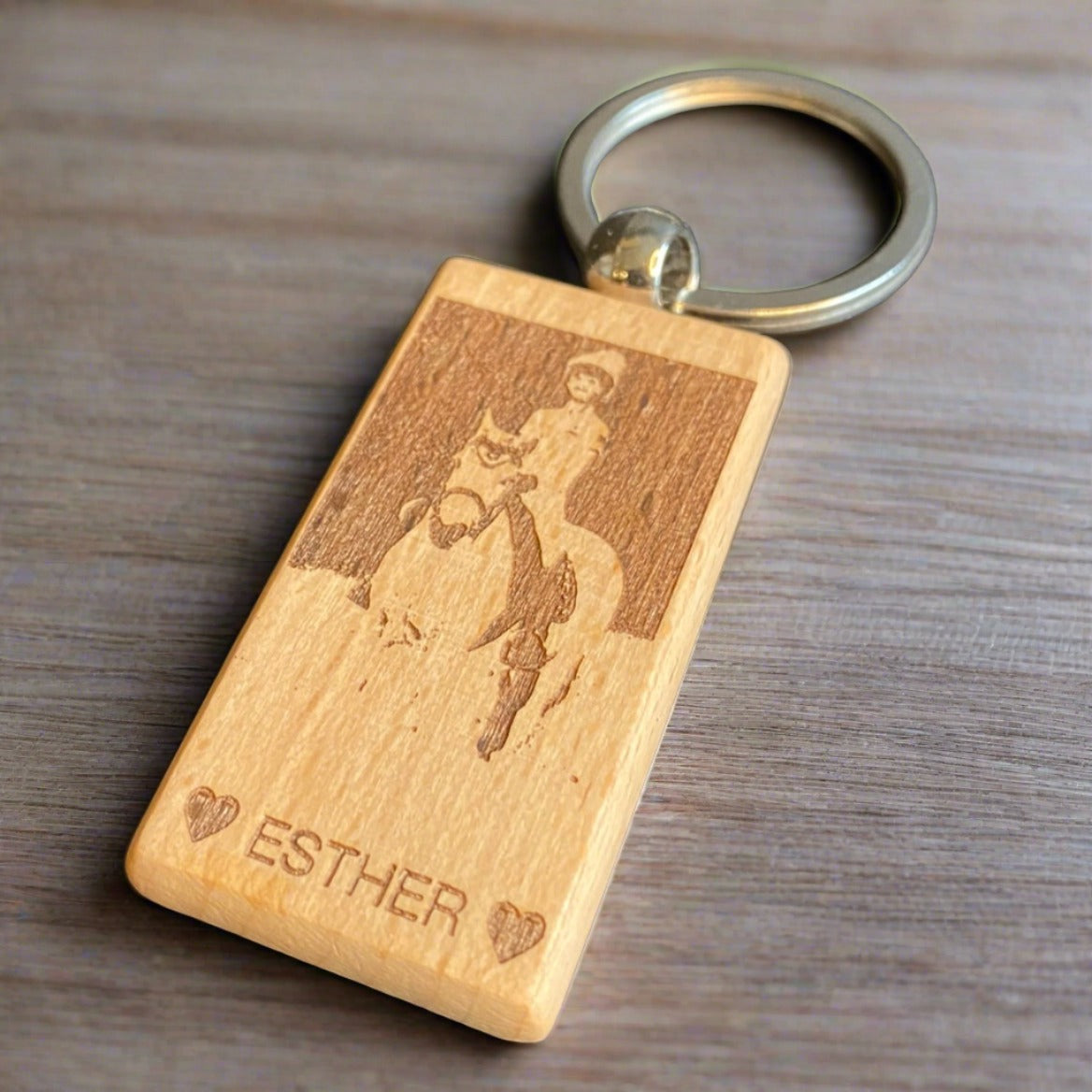 Personalized Wooden Rectangular Keyring | Custom Engraved Everyday Essential