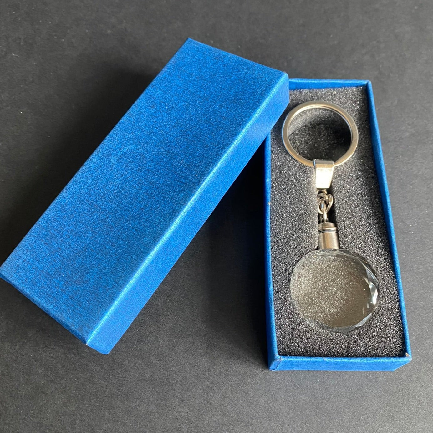 Round Glass Keyring with Custom Engraving