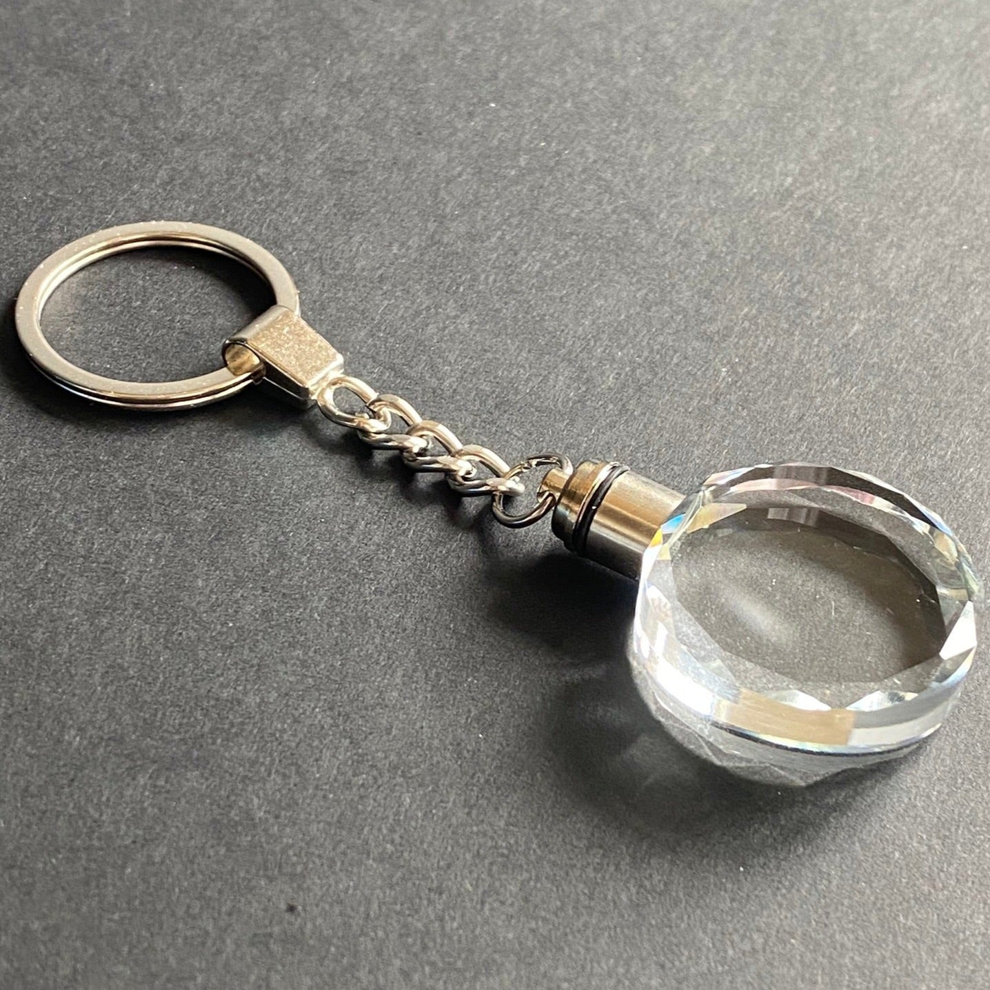 Round Glass Keyring with Custom Engraving