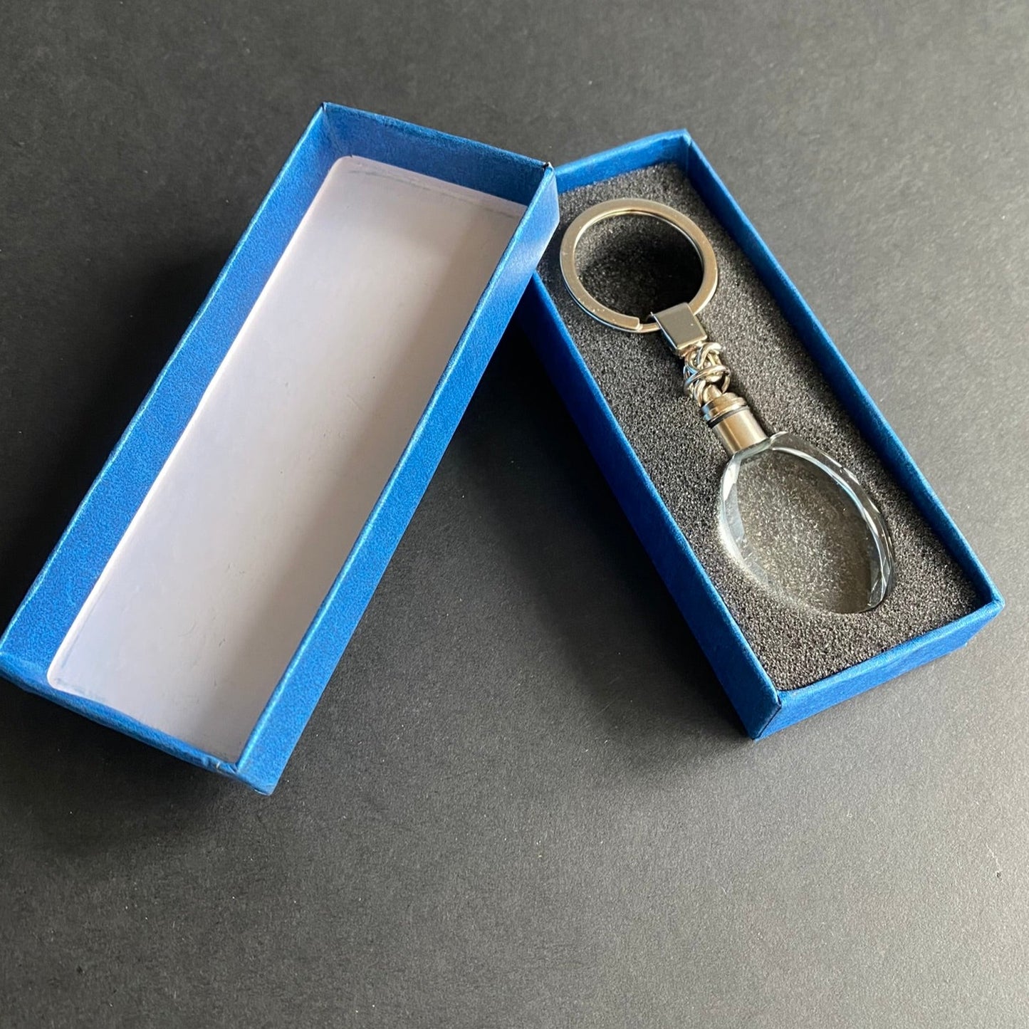 Oval Glass Keyring with Custom Engraving