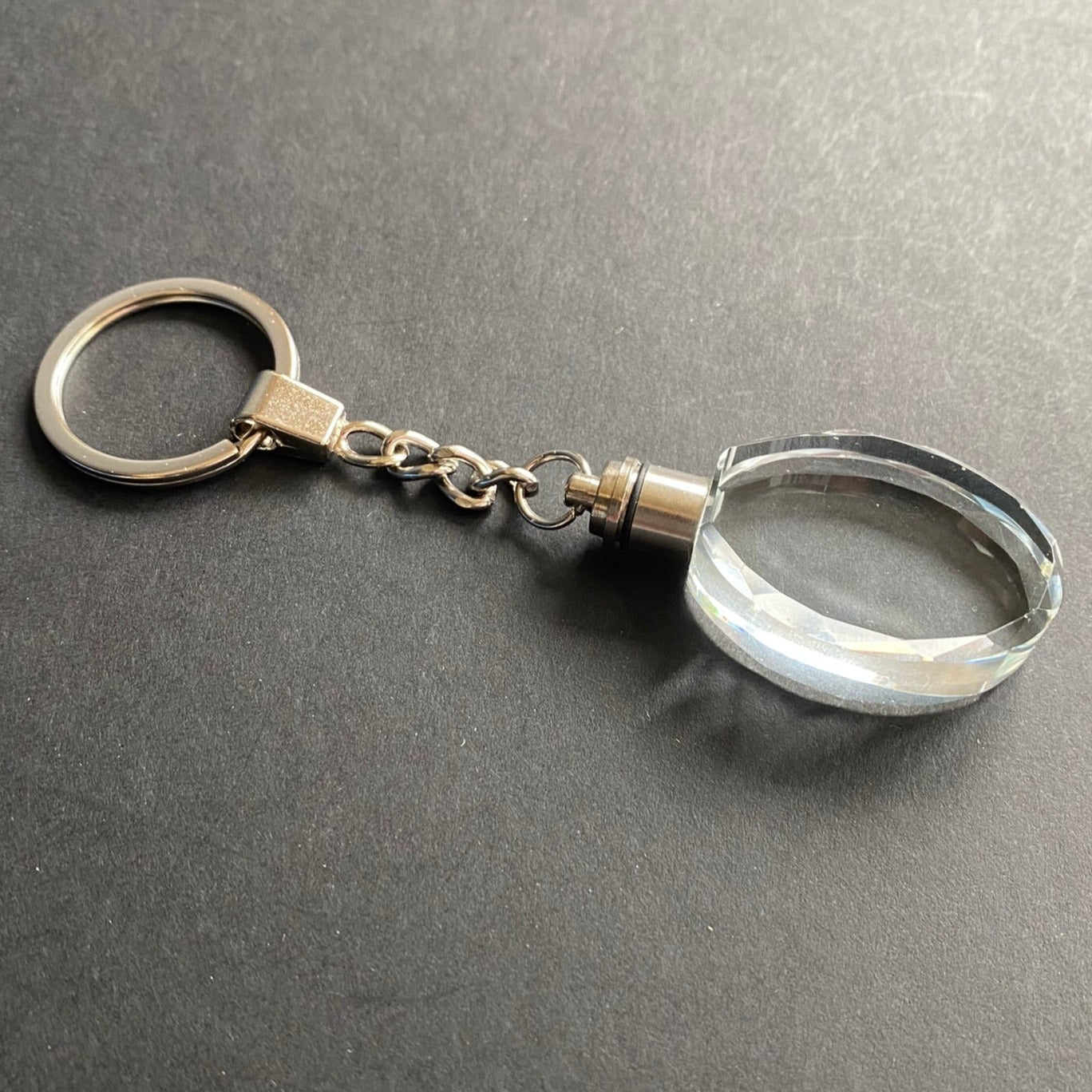 Oval Glass Keyring with Custom Engraving