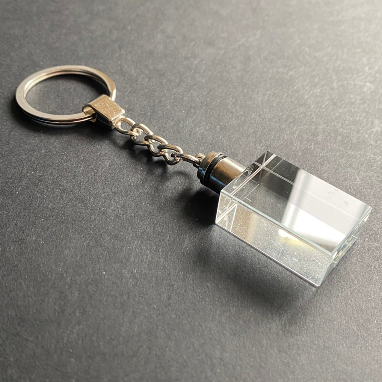 Rectangular Glass Keyring with Custom Engraving